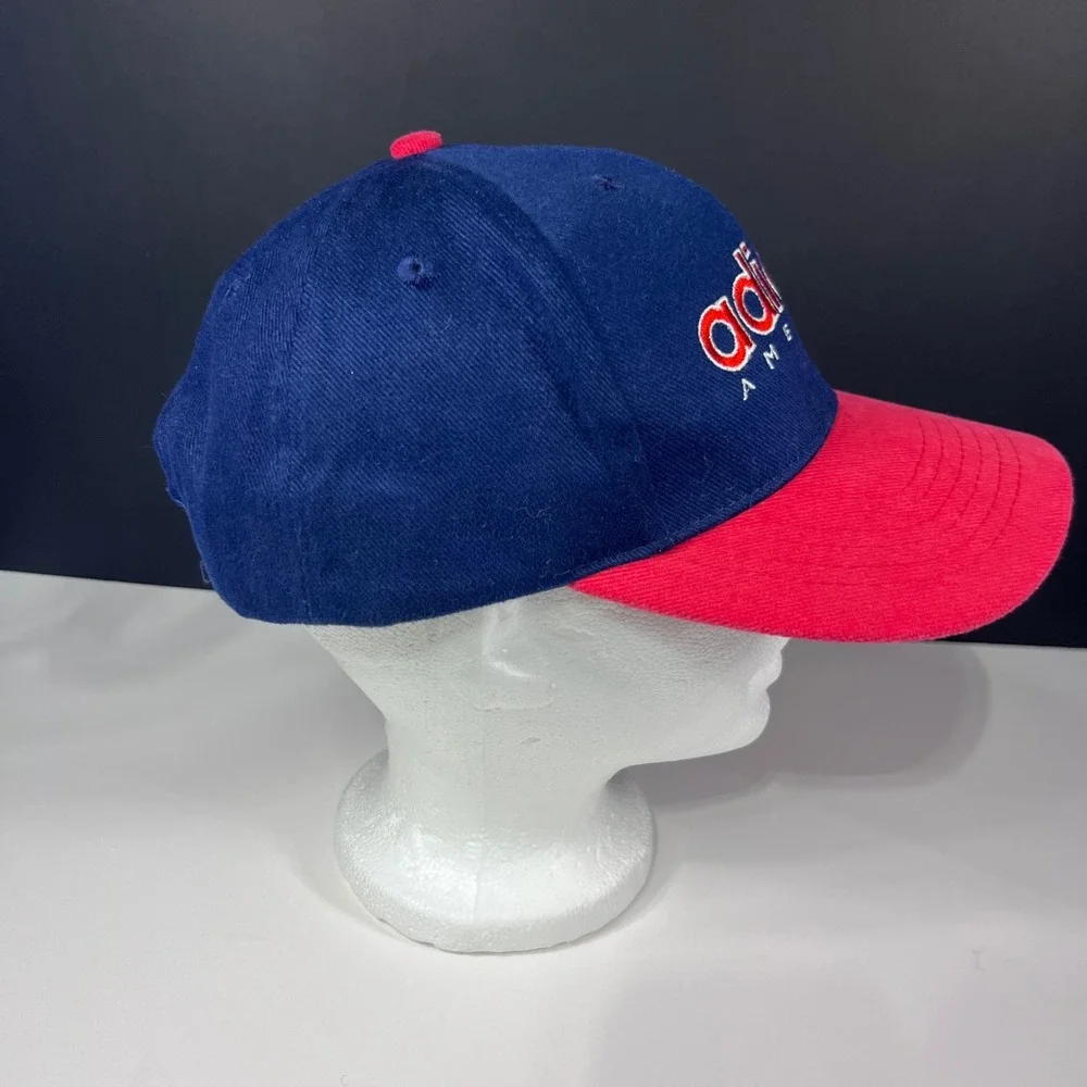 Vintage‎ Adidas America Snapback Hat Blue Red Brim Two Tone 90s Cap OSFM